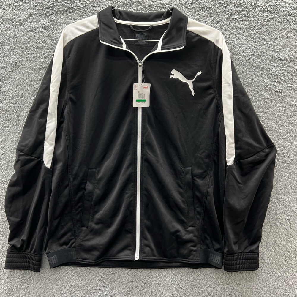 NWT Puma Jacket Mens Black Casual Full Zip Up Track Sweater Size Large
